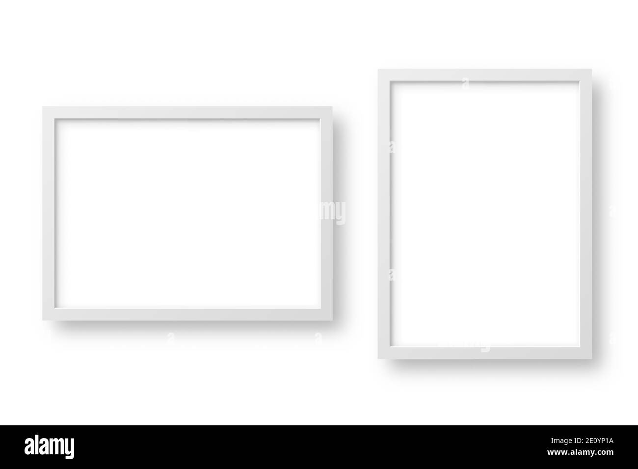 Realistic picture frame isolated on white background. Blank poster