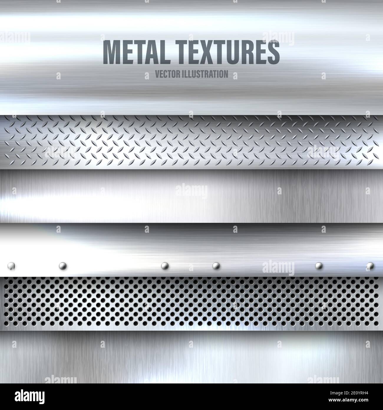Metal silver steel texture background, shiny brushed metallic texture  plate. Stock Vector