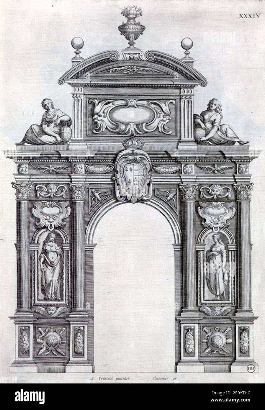 Livre d'Architecture par A Francini Pl34 Porte corinthienne - Architectura (adjusted). Stock Photo