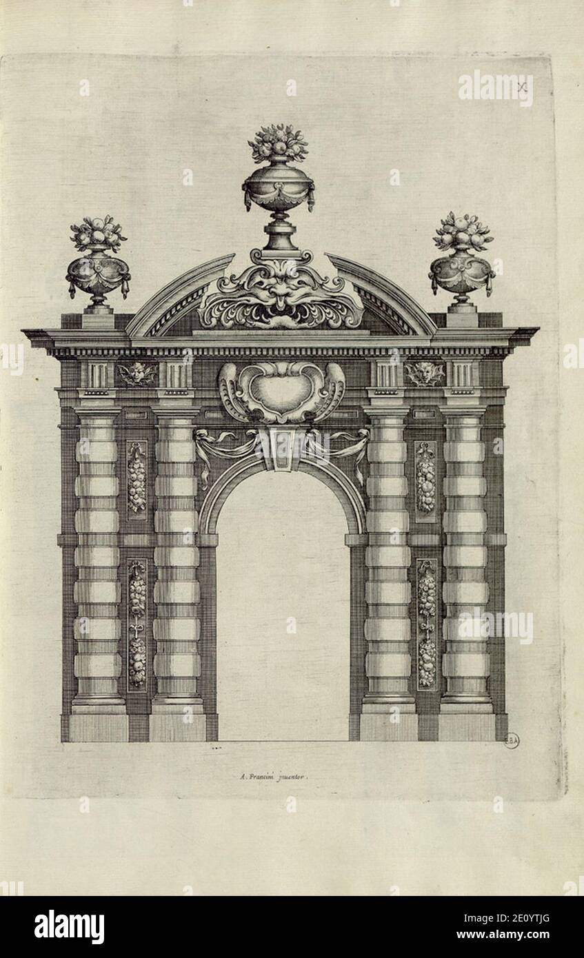 Livre d'Architecture par A Francini Pl10 Porte dorique - Architectura. Stock Photo