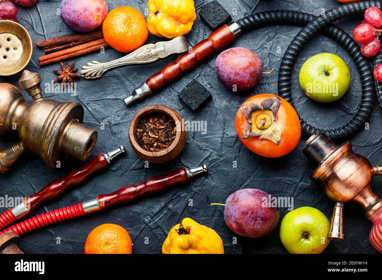 Arabic smoking hookah with apple,pomegranate,citrus and grape aroma ...