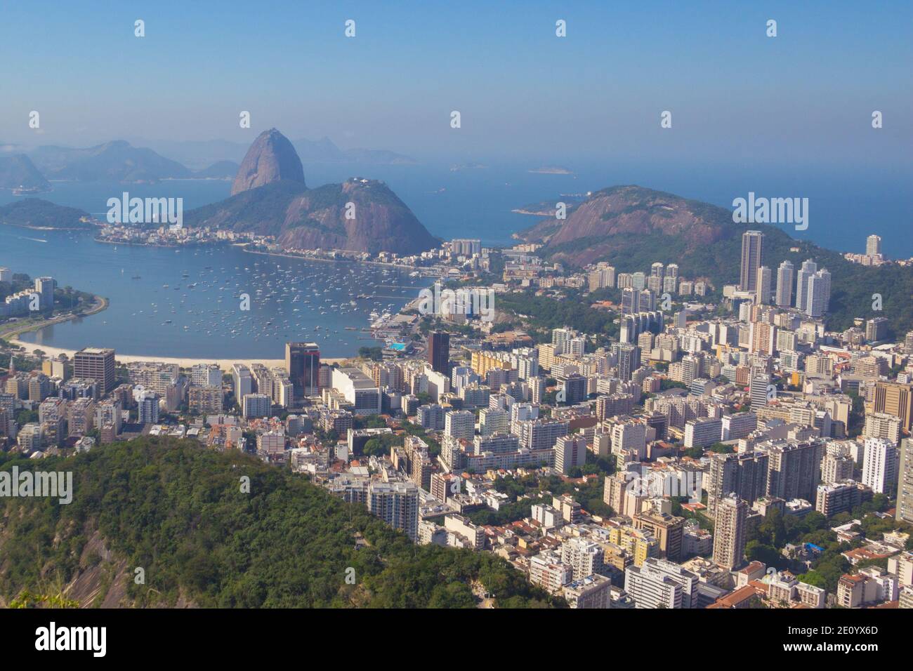 Scenic view on the City of Rio de Janeiro with Sugar Loaf (Pão de Açúcar) in the Background in Brazil Stock Photo