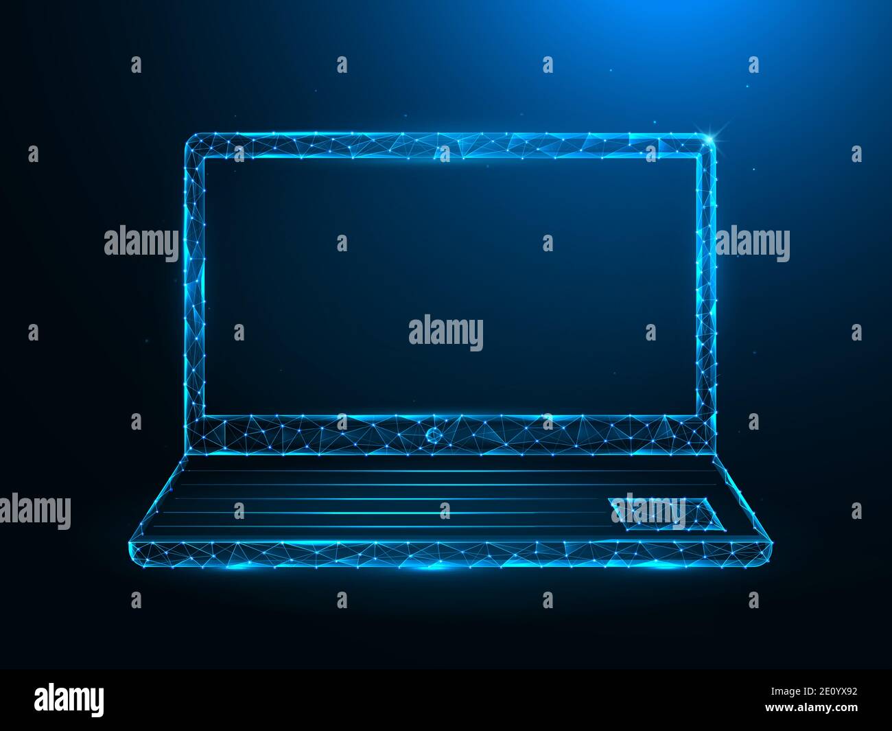Laptop poly art. Notebook polygonal vector illustrations on a blue background. Stock Vector