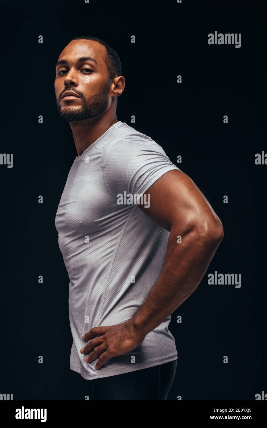 Black muscle tshirt hi-res stock photography and images - Alamy