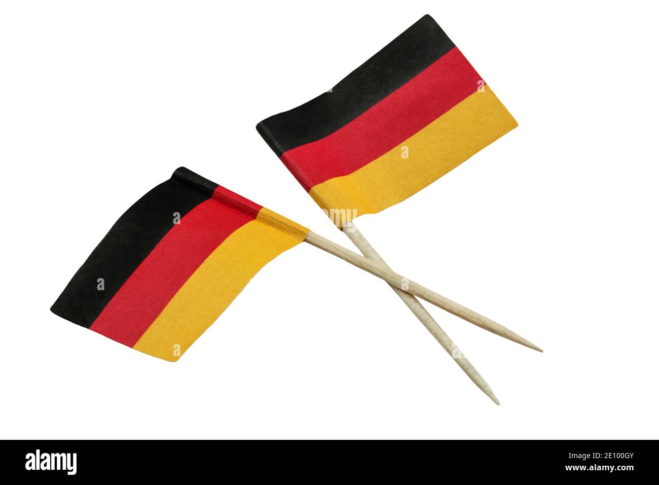 Two German paper decoration flags isolated on white background Stock Photo