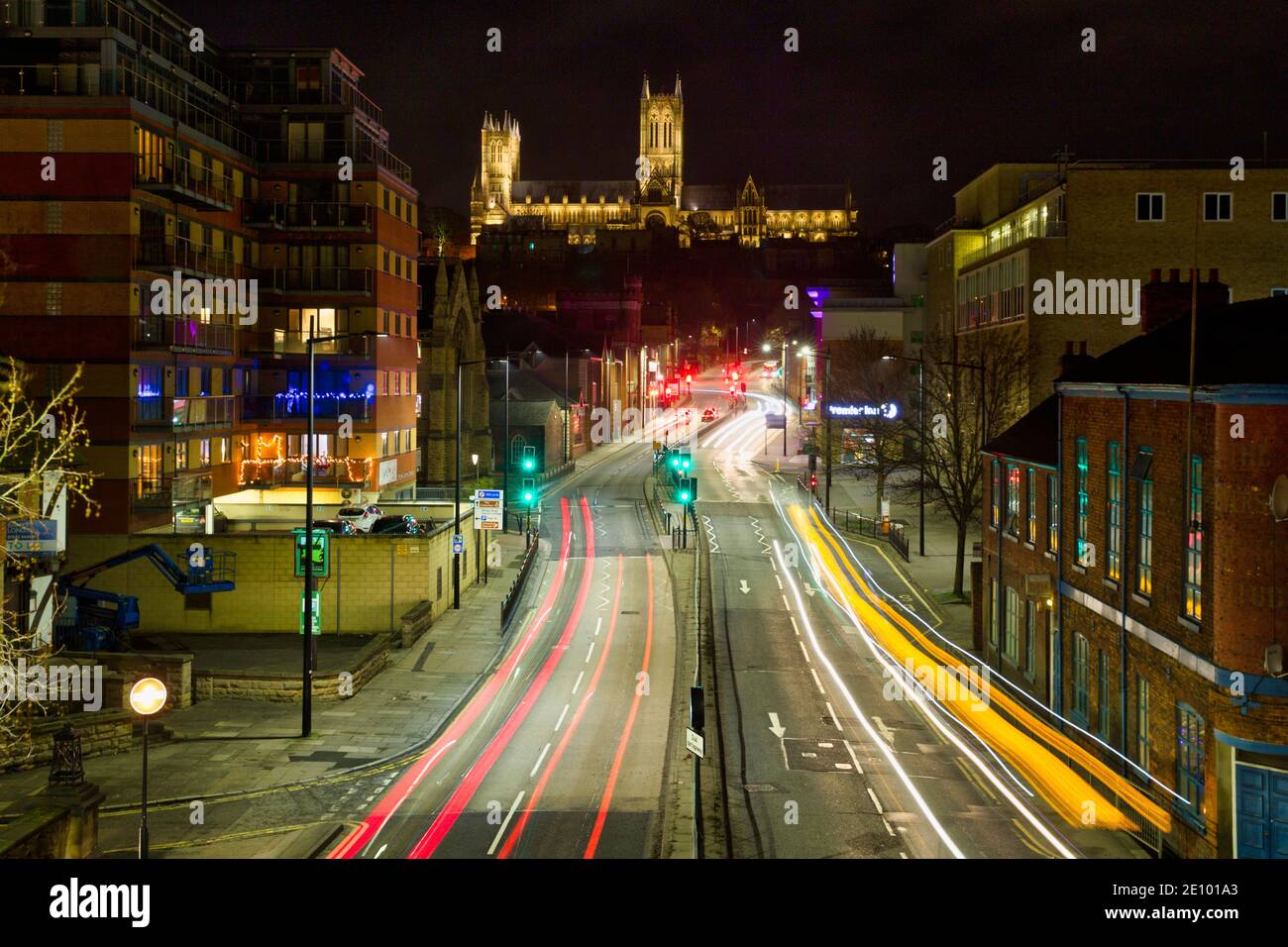 Lincoln Lindum Hill in a Covid Christmas Stock Photo