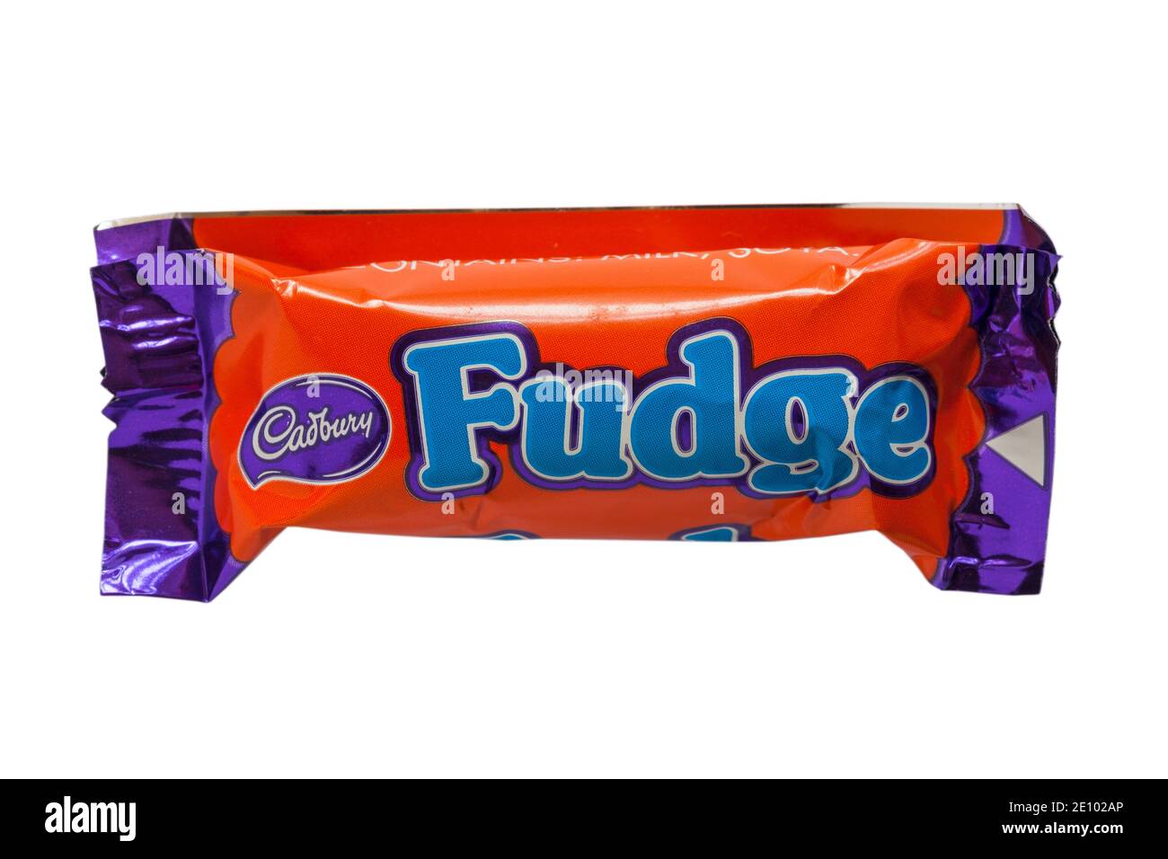 Cadbury Fudge chocolate from box of Cadbury Heroes chocolates isolated on white background - heroes chocolate Stock Photo