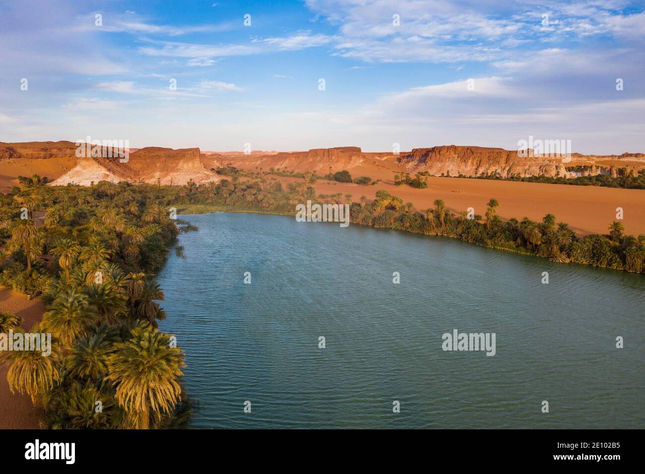 Aerial of the Unesco world heritage sight Ounianga lakes, northern Chad, Chad, Africa Stock Photo