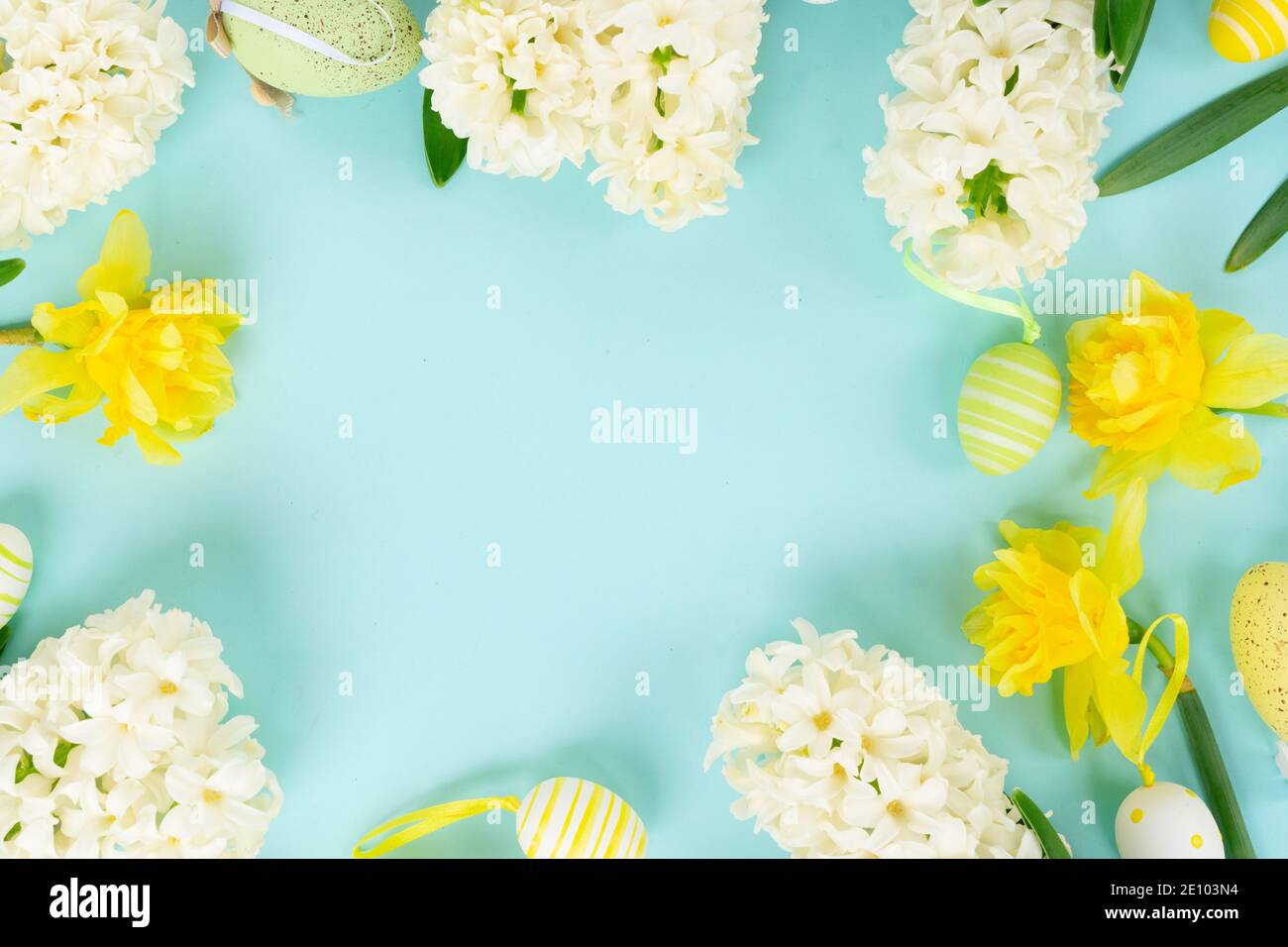 Easter scene with colored eggs Stock Photo - Alamy