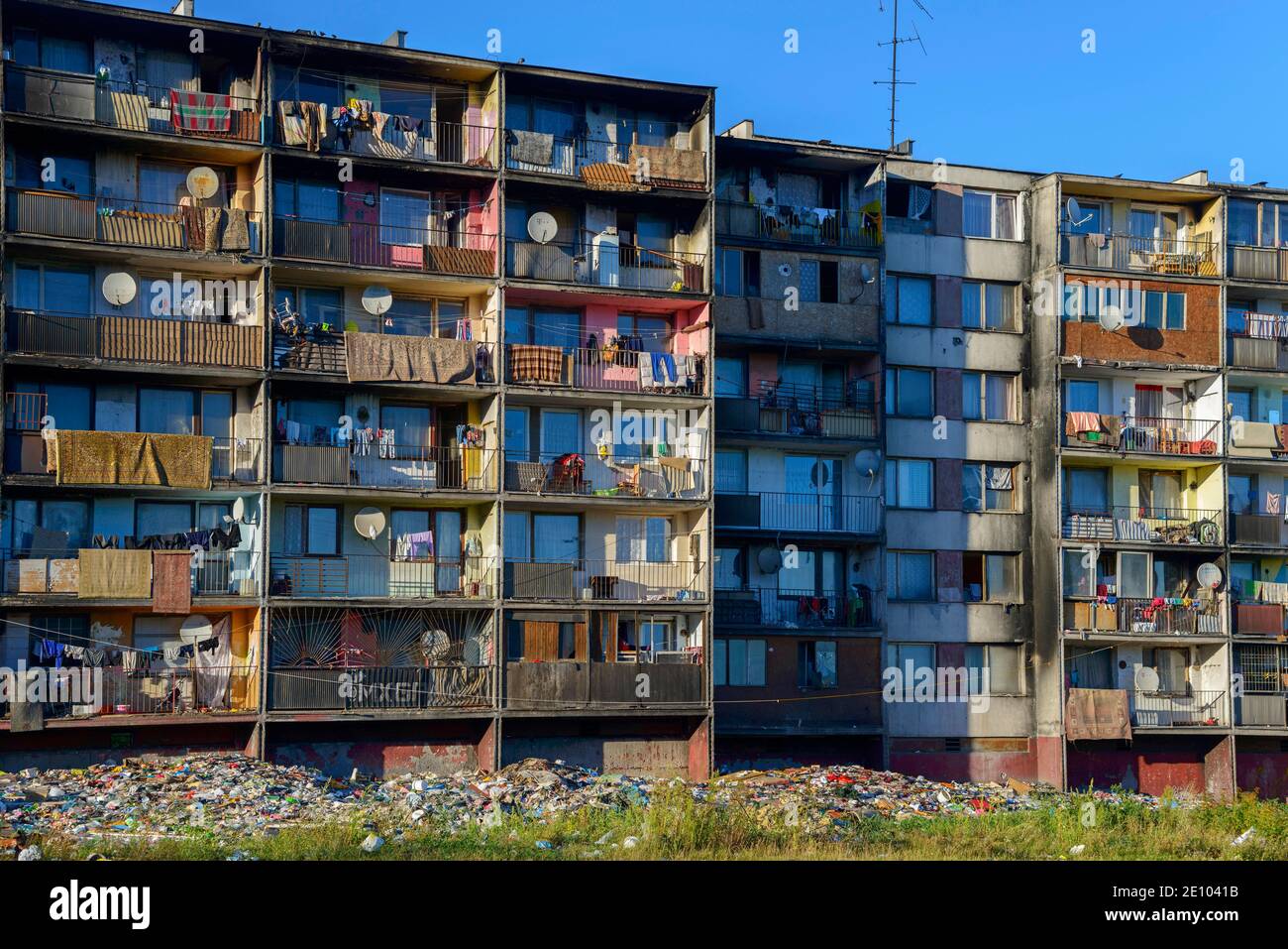 Social housing in the district of Lunik IX, Kosice, Kashov, Slovakia, Europe Stock Photo