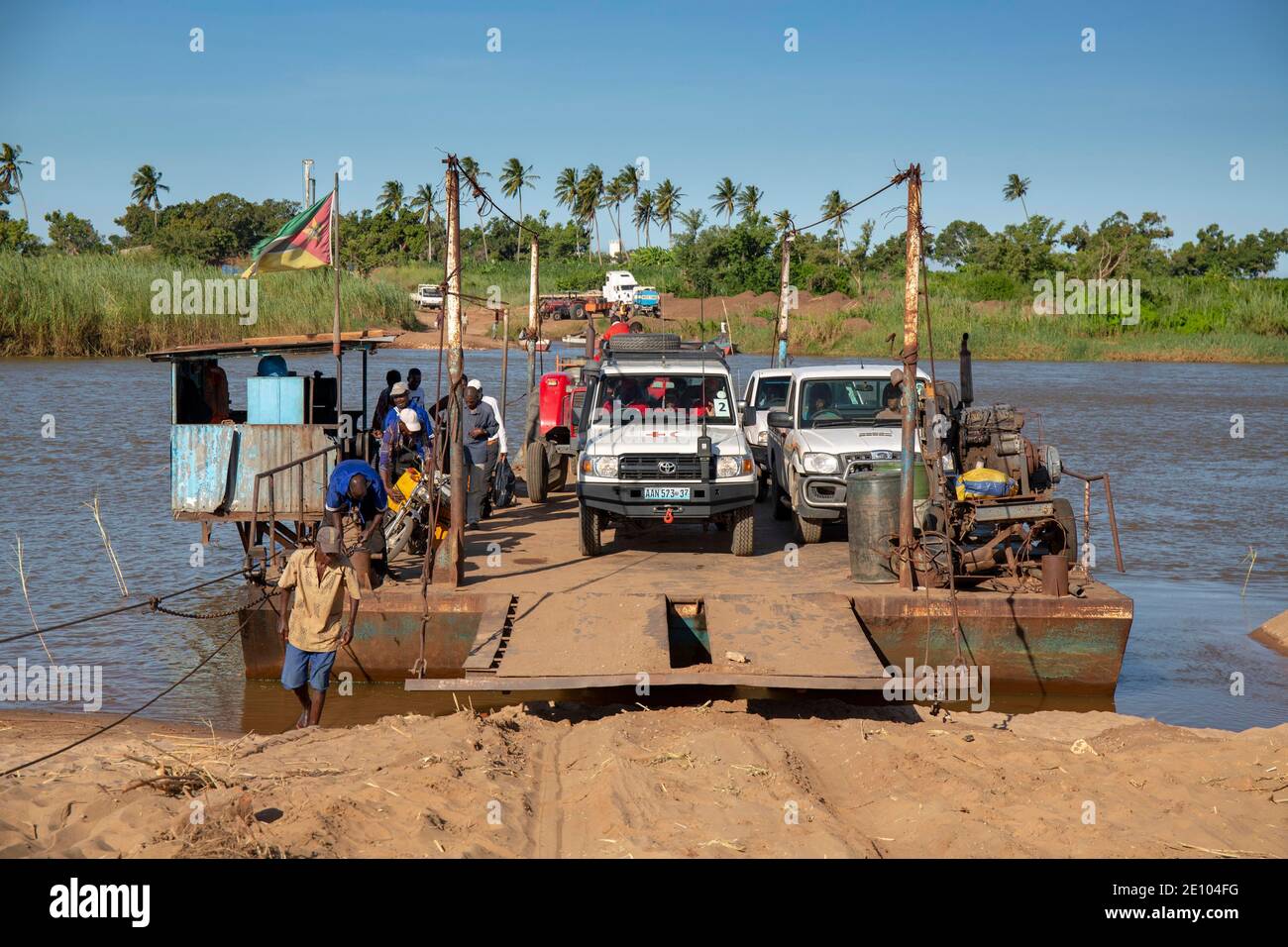 Cable ferry across the Buzi River, Safala Province, Mozambique, Africa