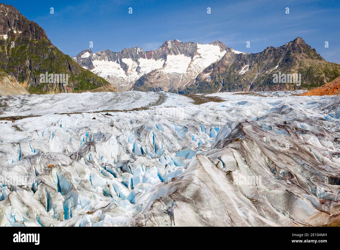 Wannenhörner and Aletsch Glacier, Valais, Switzerland, Europe Stock Photo