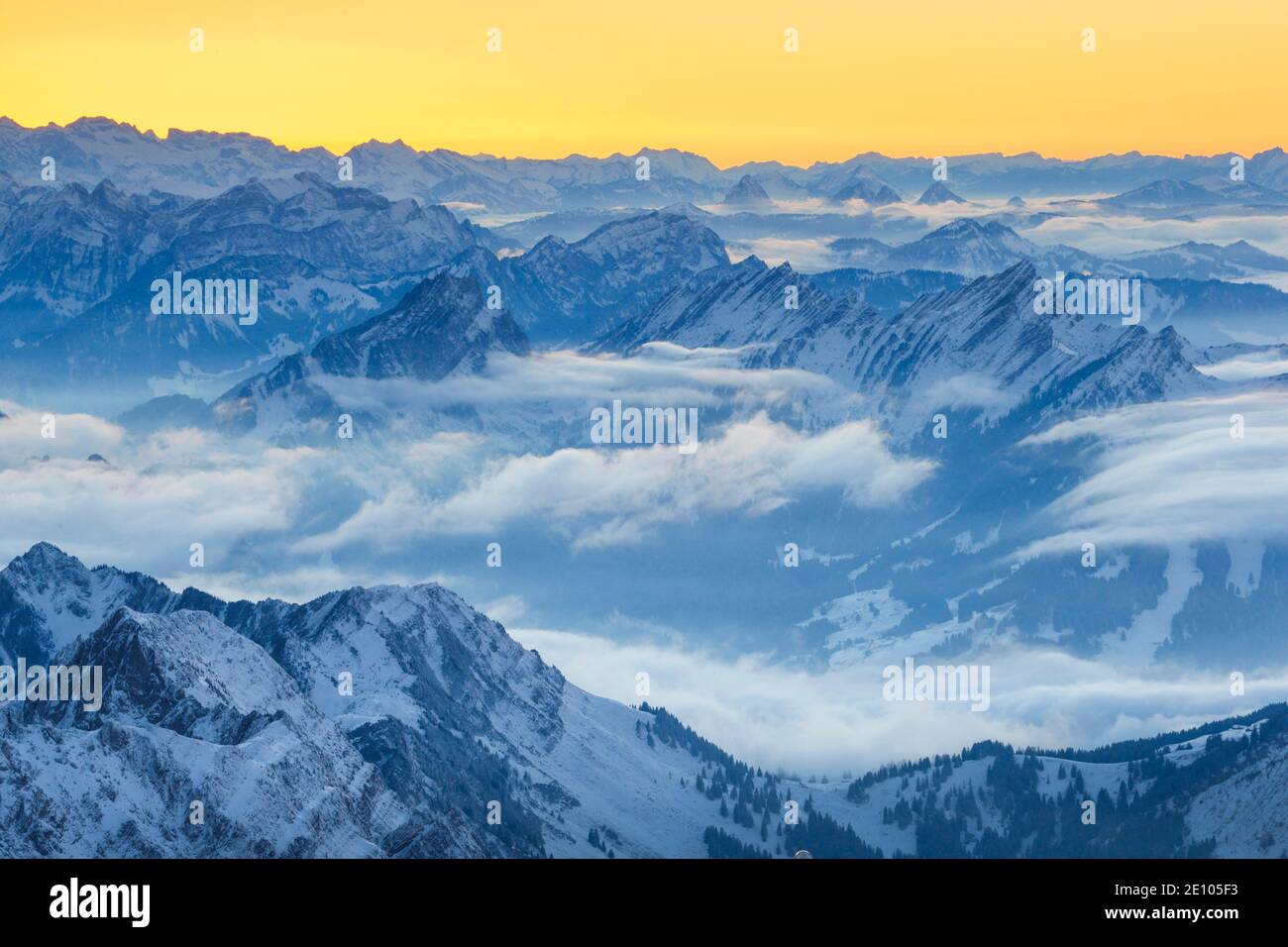 Mattstock and Speer, Swiss Alps, Switzerland, Europe Stock Photo