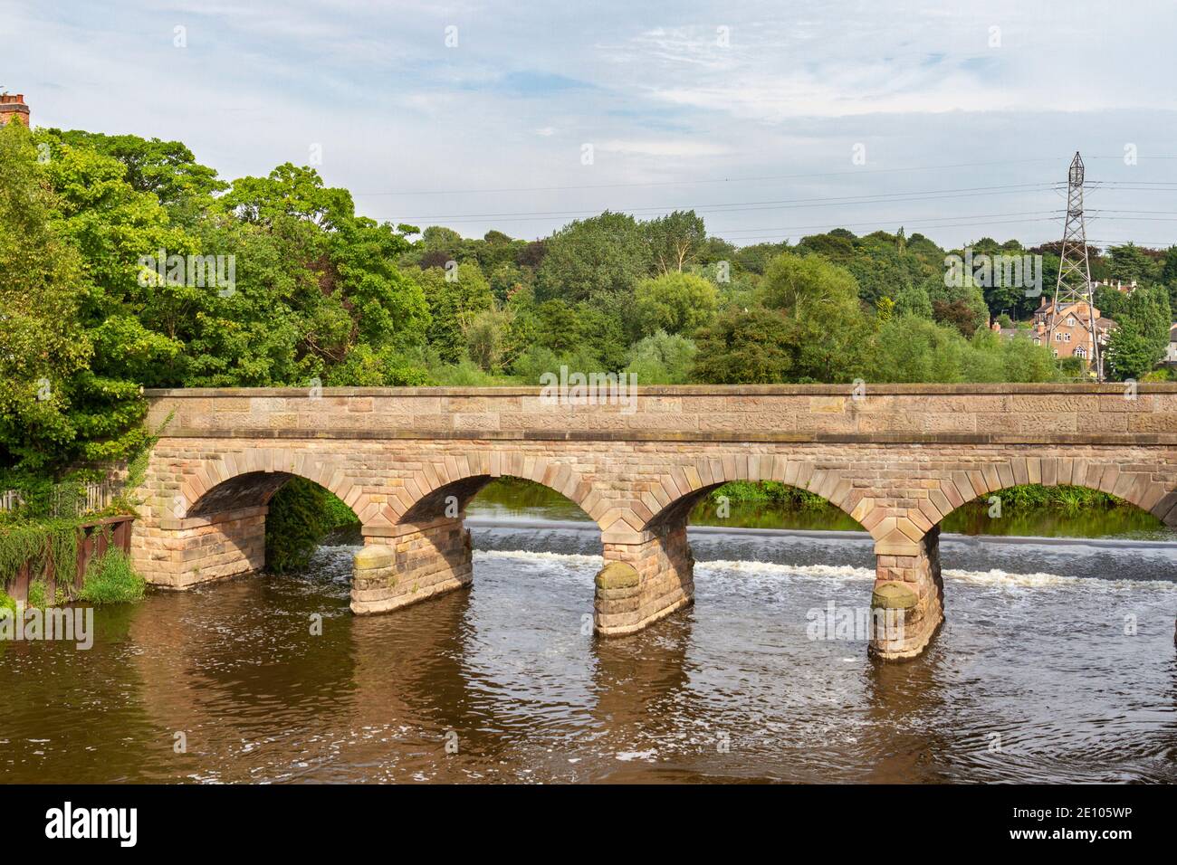 Side branch of the Trent Bridge (c.1864) and the River Trent, Burton upon Trent, (Burton-on-Trent or Burton), a market town in Staffordshire, UK. Stock Photo
