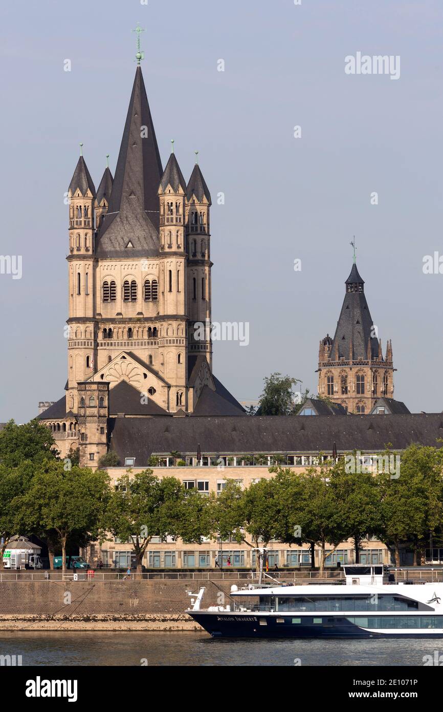 Church Gross St. Martin in the old town of the city. It is one of the 12 most important Romanesque churches of Cologne Stock Photo