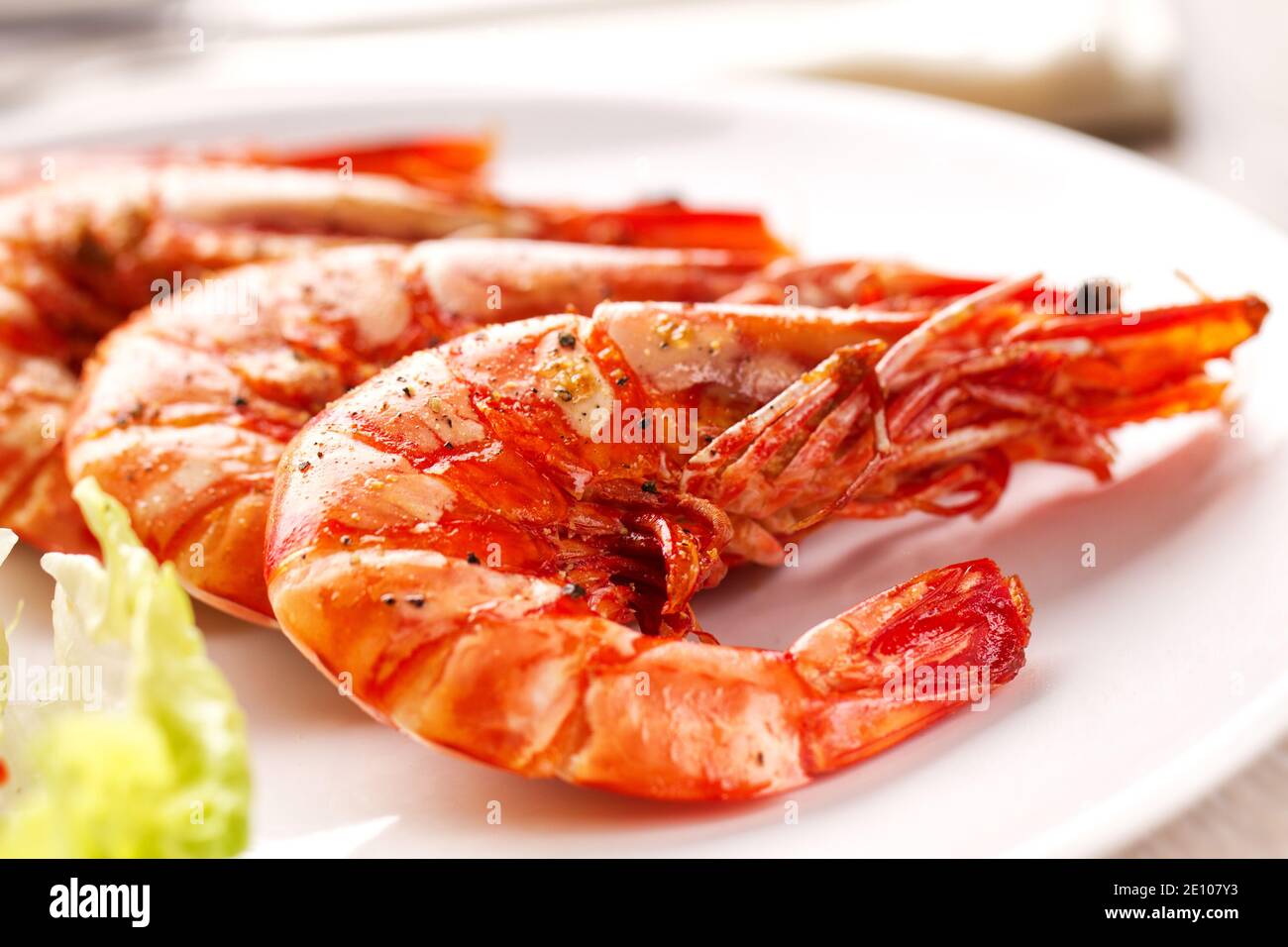 Grilled Prawns with salad. High quality photo Stock Photo