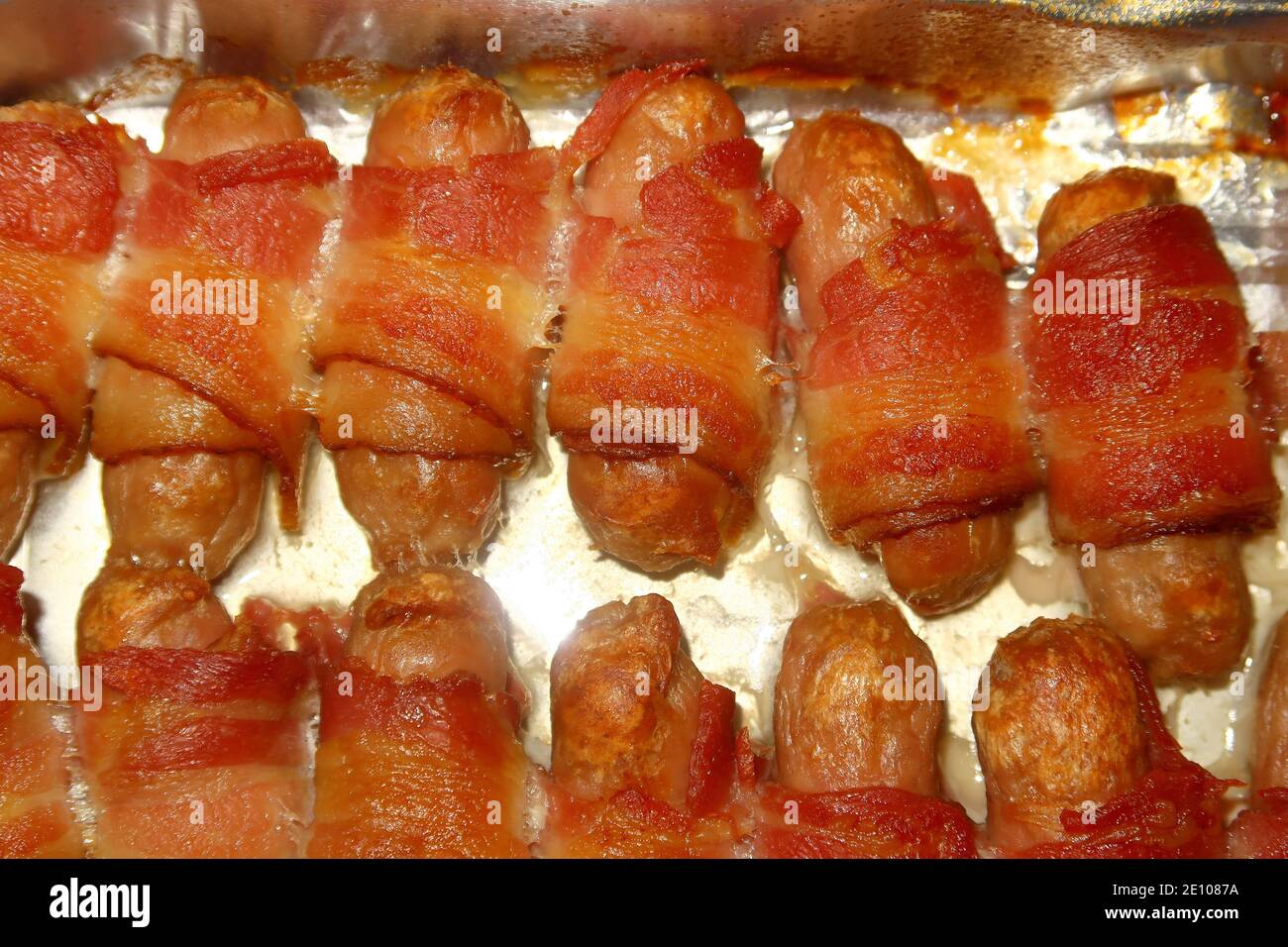 Pigs in Blankets all in a row Stock Photo Alamy