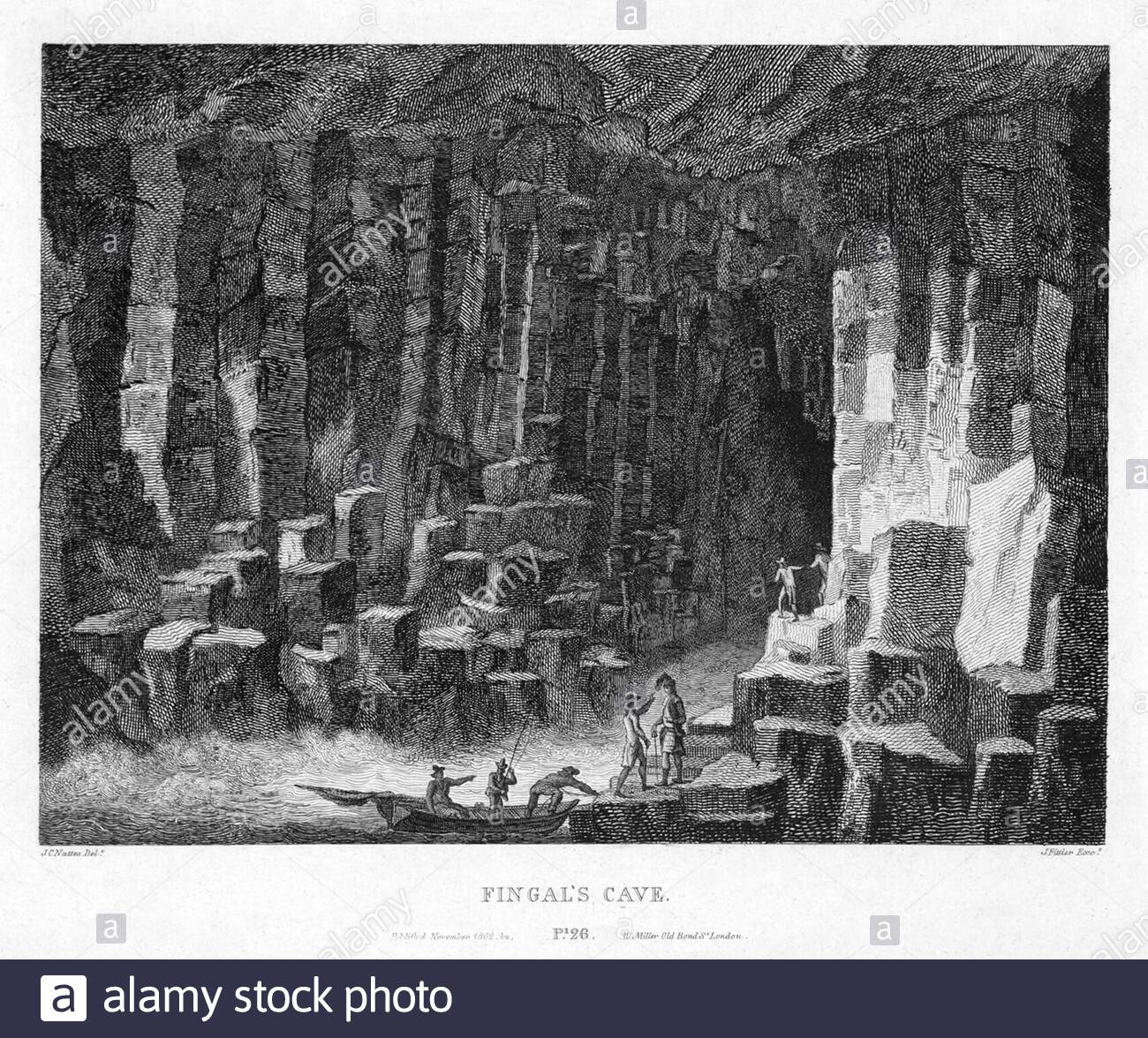 Fingal's Cave, Staffa, Scotland, vintage engraving from 1804 Stock Photo