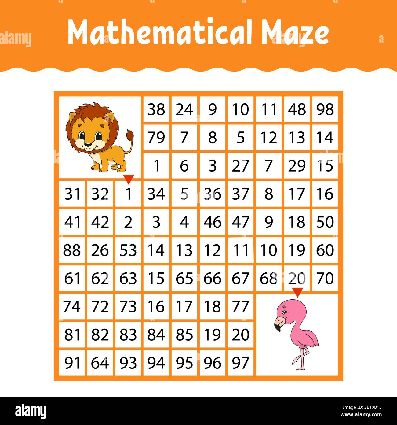 Mathematical maze. Game for kids. Funny labyrinth. Education developing  worksheet. Activity page. Puzzle for children. Cartoon style. Riddle for  presc Stock Vector Image & Art - Alamy