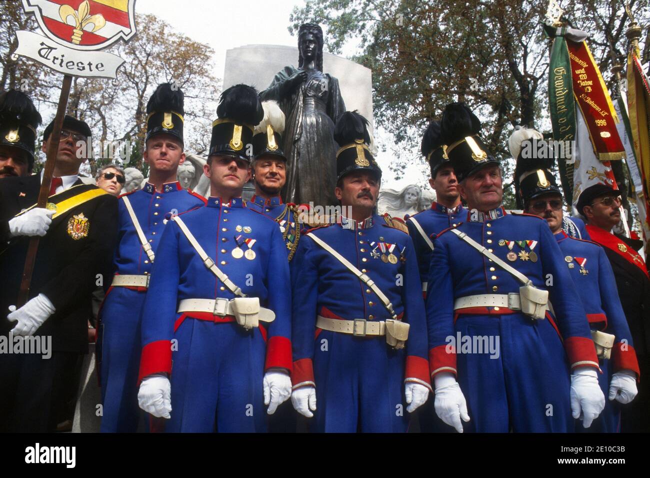 On October 5, 1997 is relocated in Trieste, Italian city but long under the Austro-Hungarian Empire, the monument, removed in 1921, to Princess Elizabeth of Austria 'Sissi', wife of Emperor Franz Joseph. For the occasion gathers a large number of nostalgic and fans of the Empire, with uniforms and vintage clothes. Stock Photo