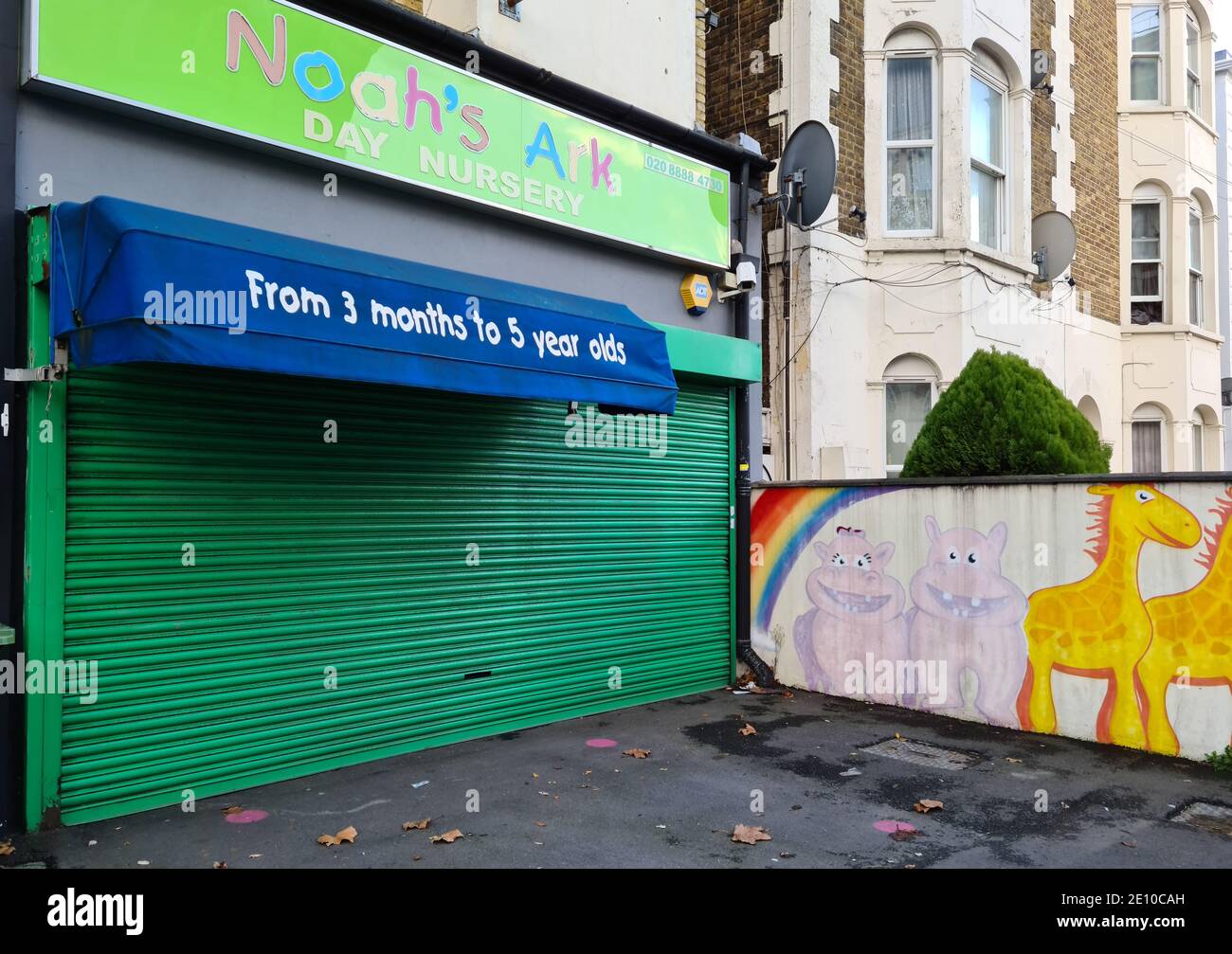 A childcare day nursery business, one of few business allowed to open for essential workers during the Covid-19 pandemic. Stock Photo