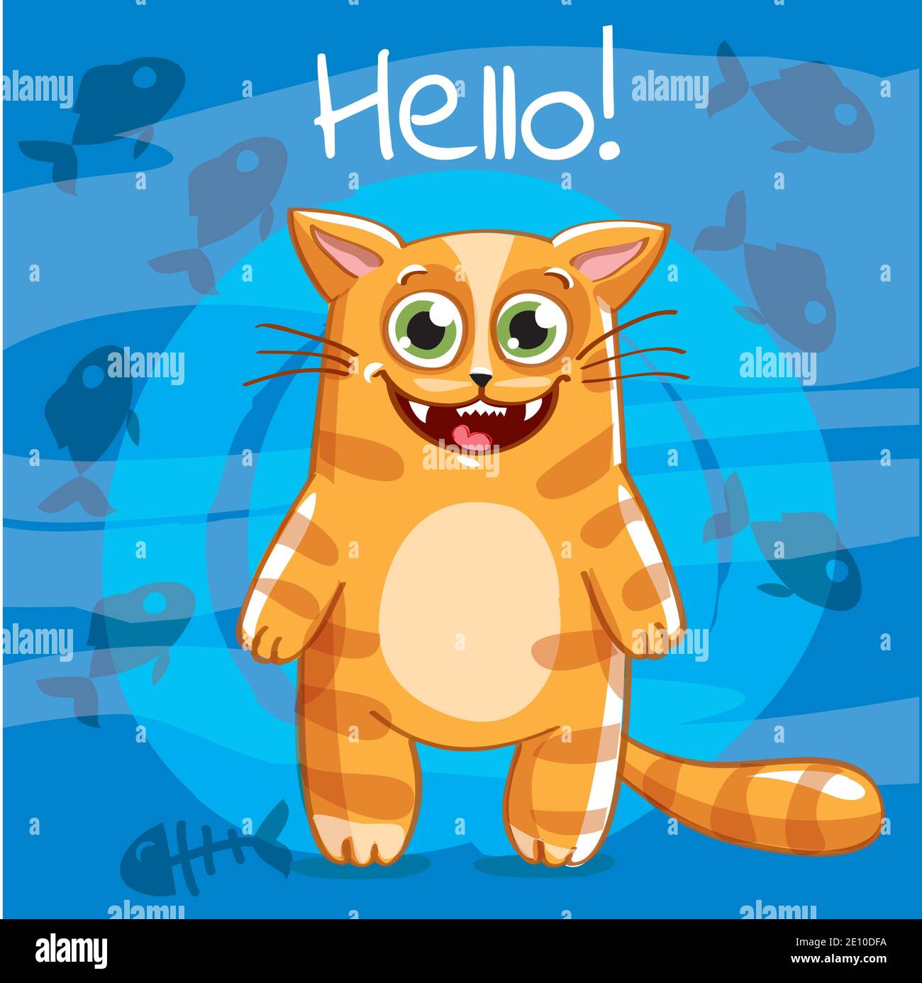 Vector illustration of cartoon cat. Hello Stock Vector Image & Art Alamy