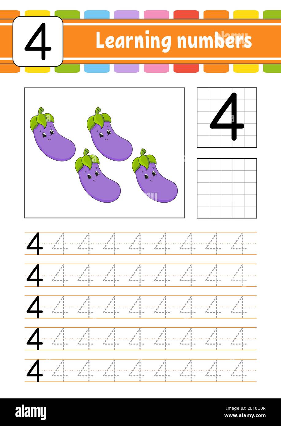 Trace and write. Handwriting practice. Learning numbers for kids ...