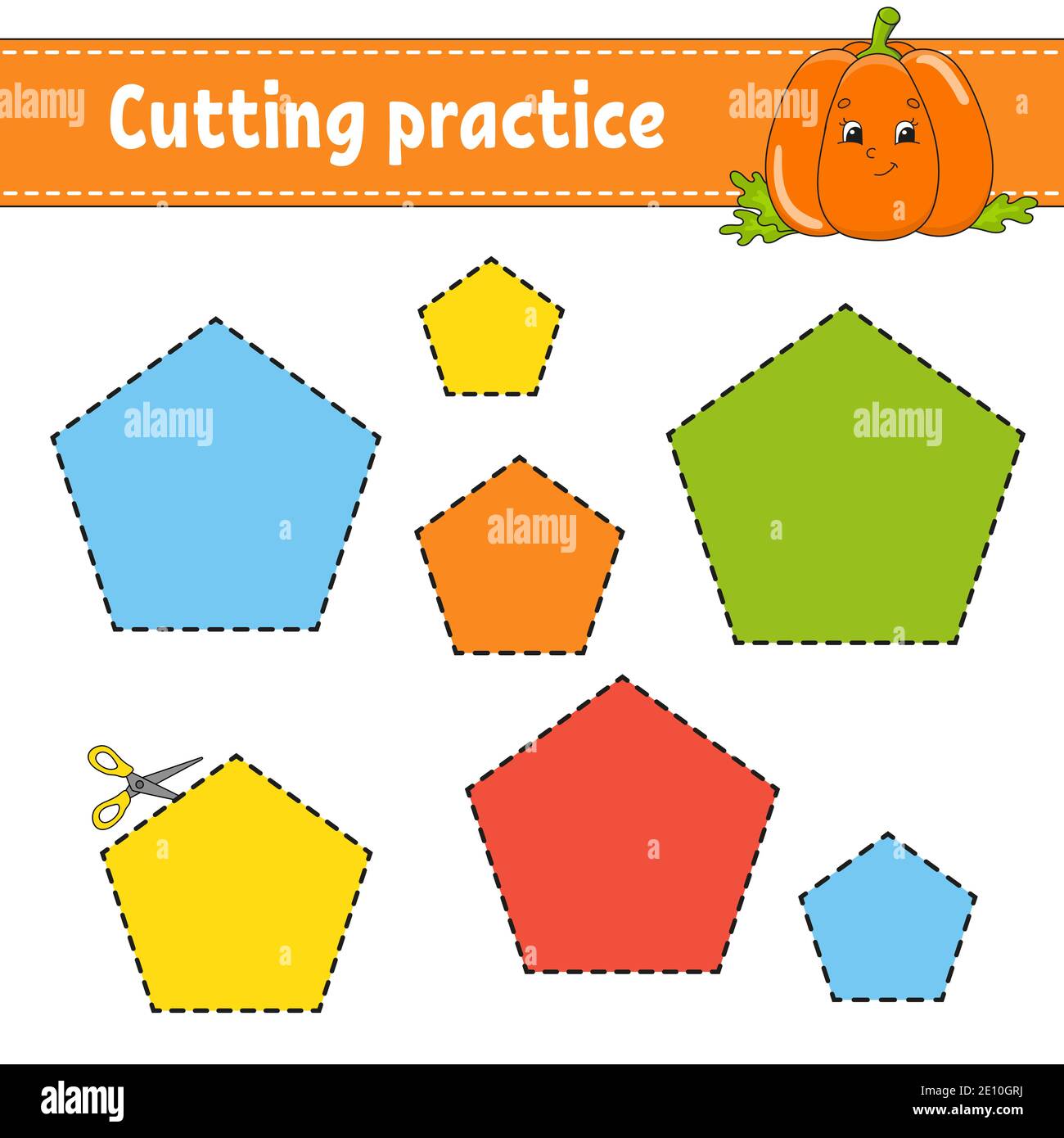 Cutting practice for kids. Education developing worksheet. Activity ...