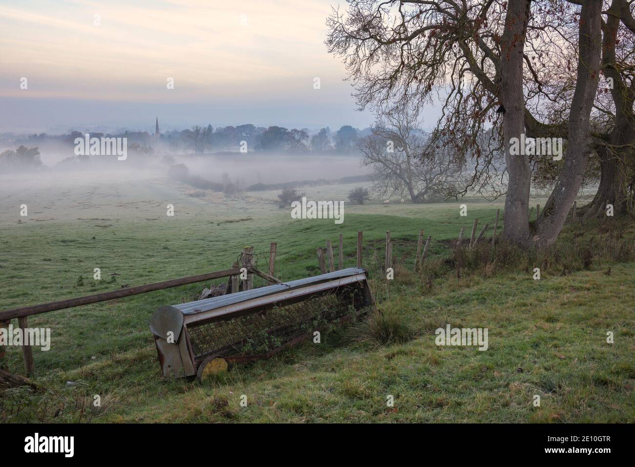 Misty morning at Mickleton, Cotswolds, Gloucestershire, England Stock