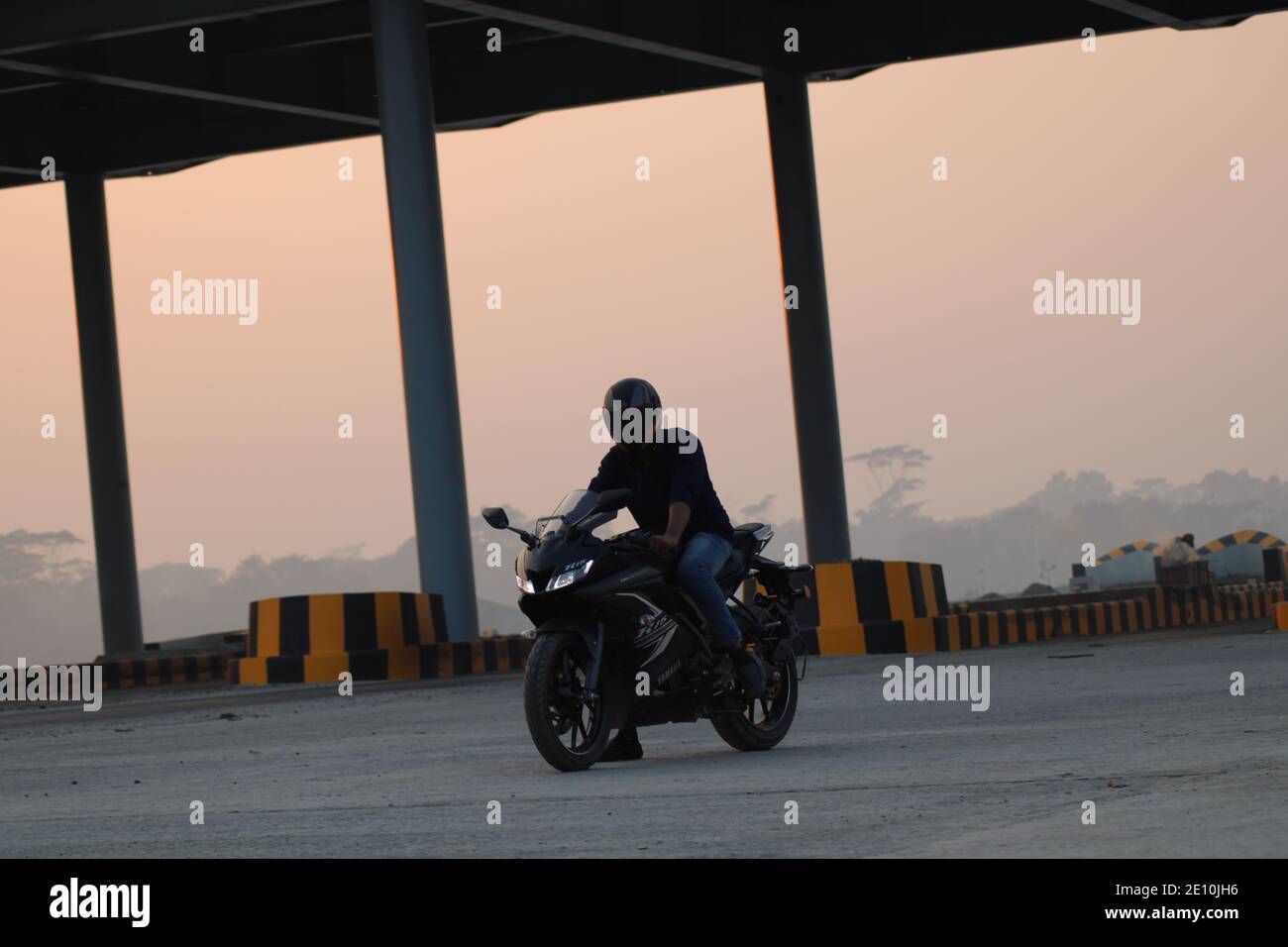 R15 version 3 sports bike with excellent background photo capture. Stock Photo