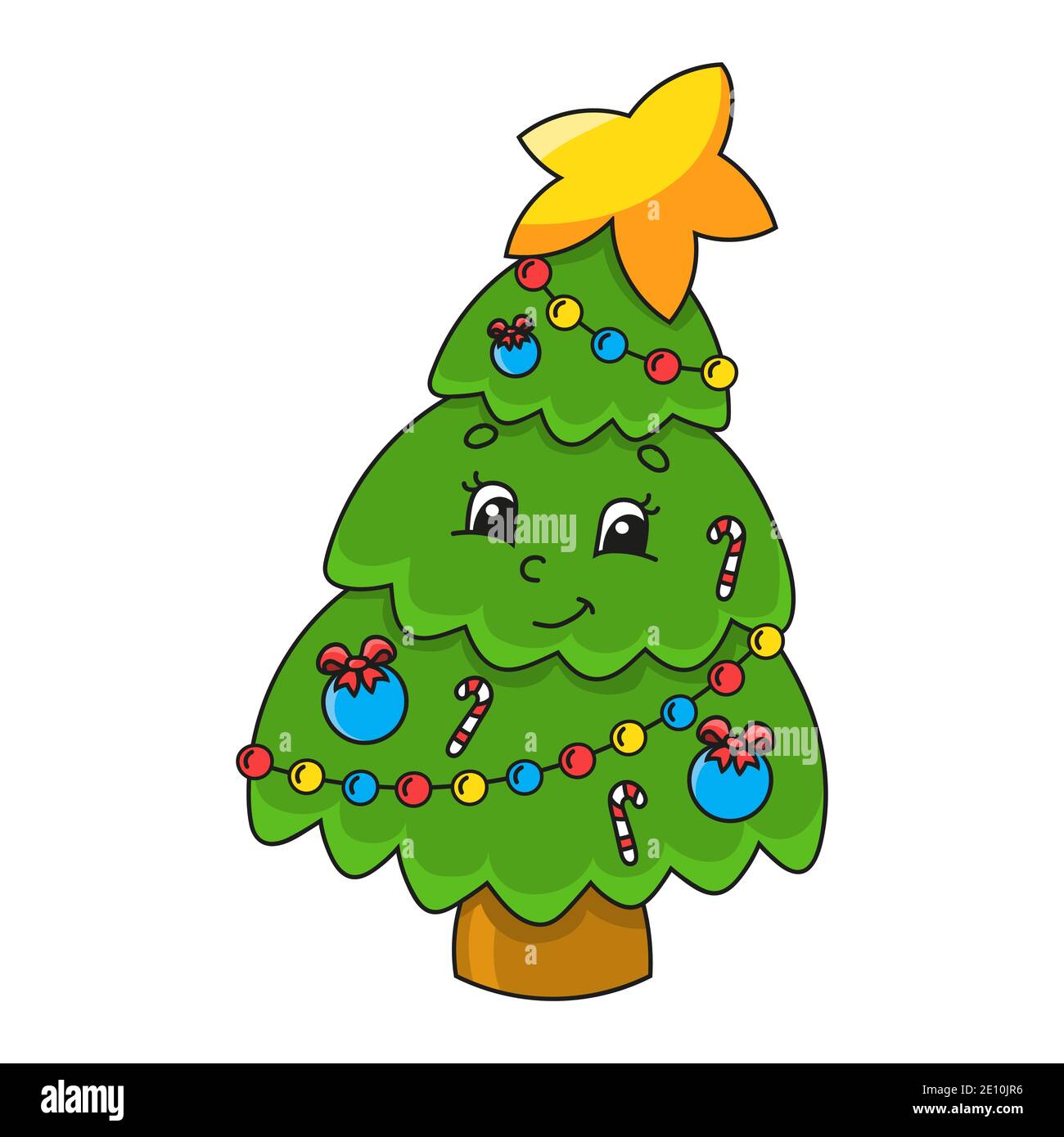 Christmas tree. Cute character. Colorful vector illustration. Cartoon  style. Isolated on white background. Design element. Template for your  design, b Stock Vector Image & Art - Alamy