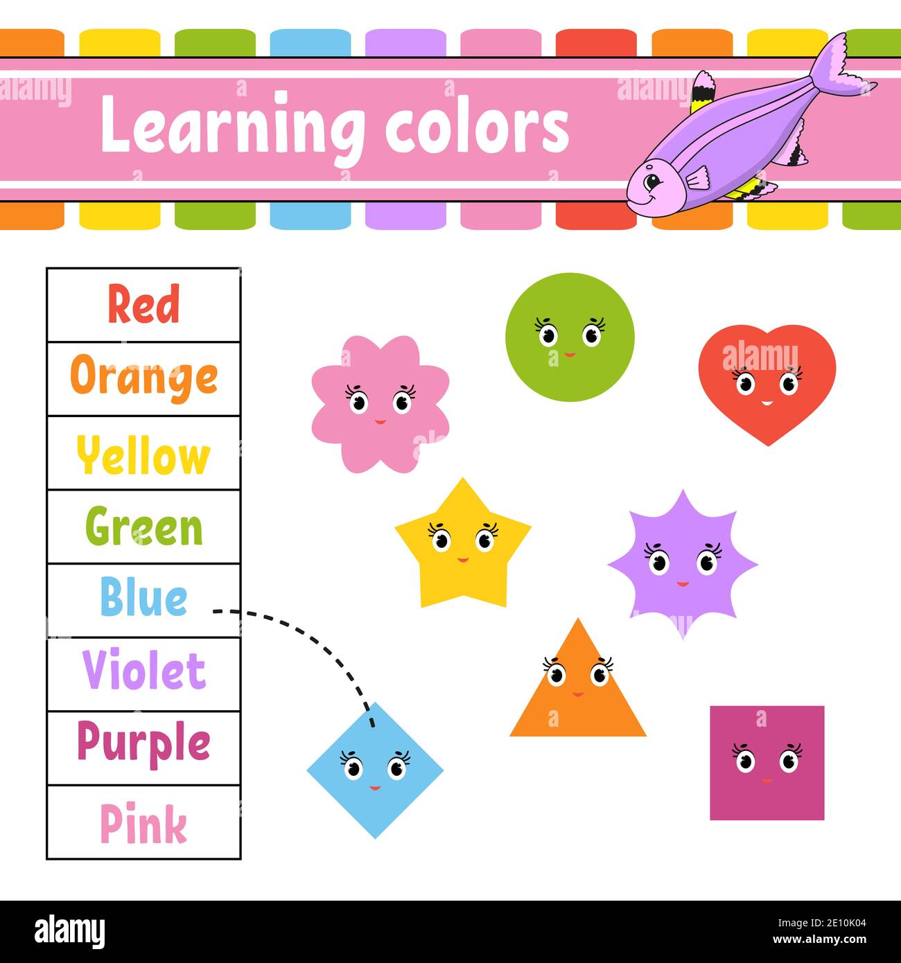 Learning Through Colour Learning colors. Education developing worksheet. Activity page with ...