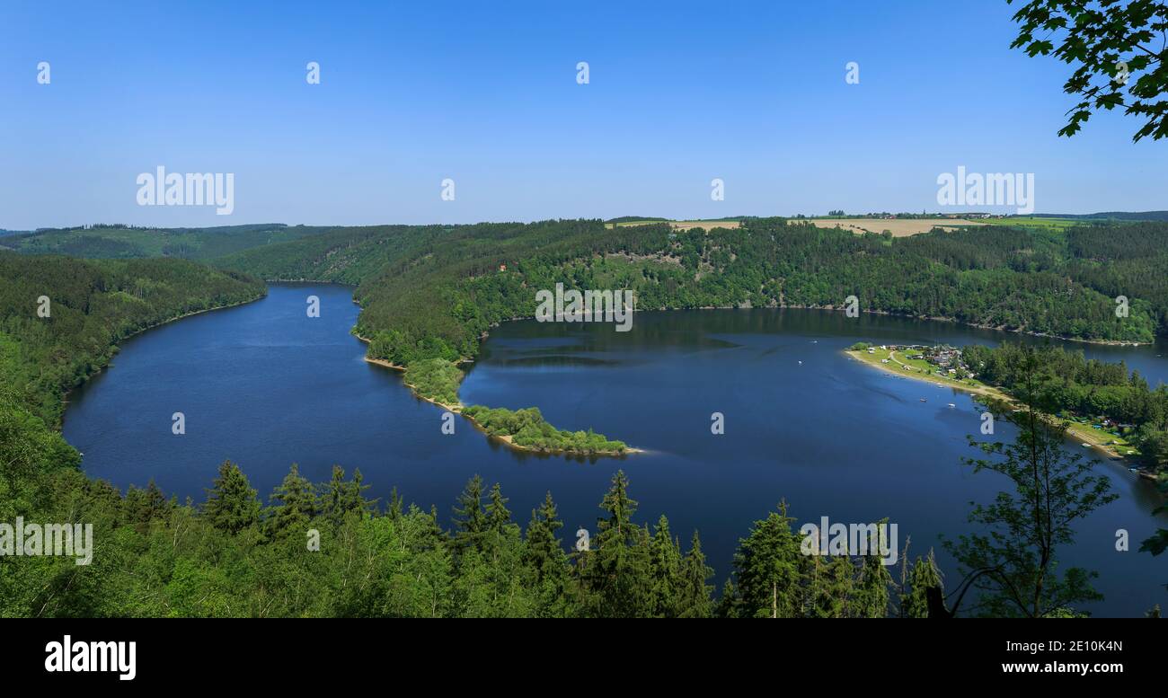 Dragon S Tail Peninsula And Campsite In Hohenwartestausee, Thuringia, Germany, Europe Stock Photo