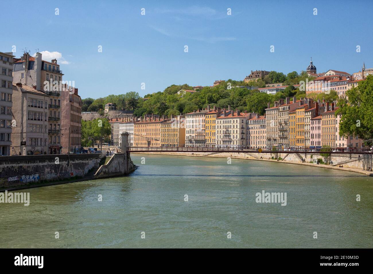 Saint Vincent pier and bridge on Saone river  Lyon, Rhone, Rhone-Alpes, France Stock Photo