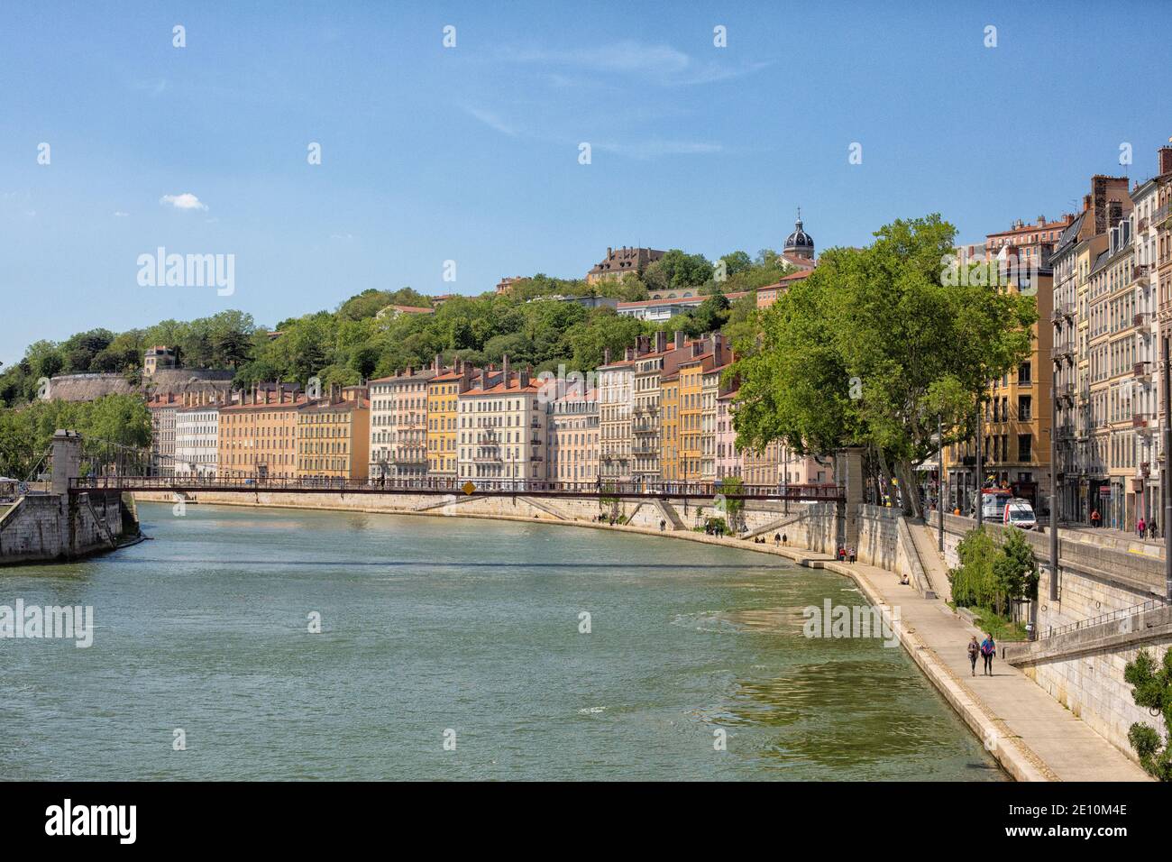 Saint Vincent pier and bridge on Saone river  Lyon, Rhone, Rhone-Alpes, France Stock Photo