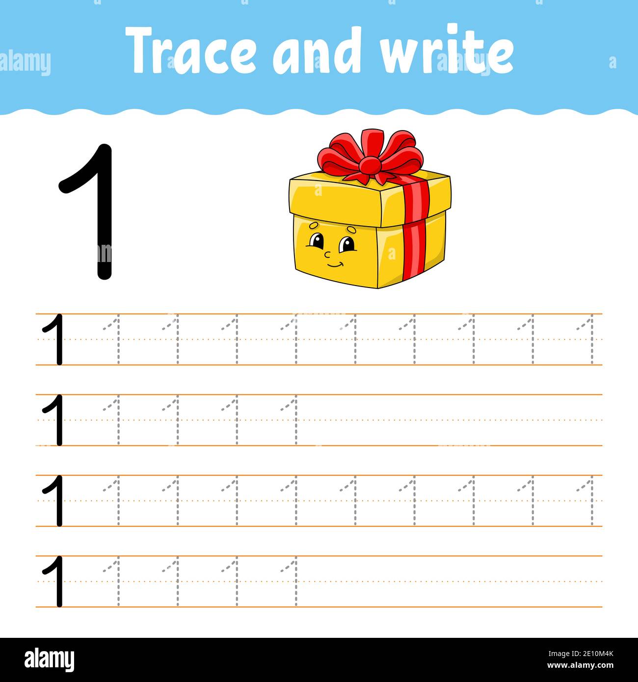 Trace and write. Handwriting practice. Learning numbers for kids. Education developing worksheet. Activity page. Game for toddlers and preschoolers. I Stock Vector