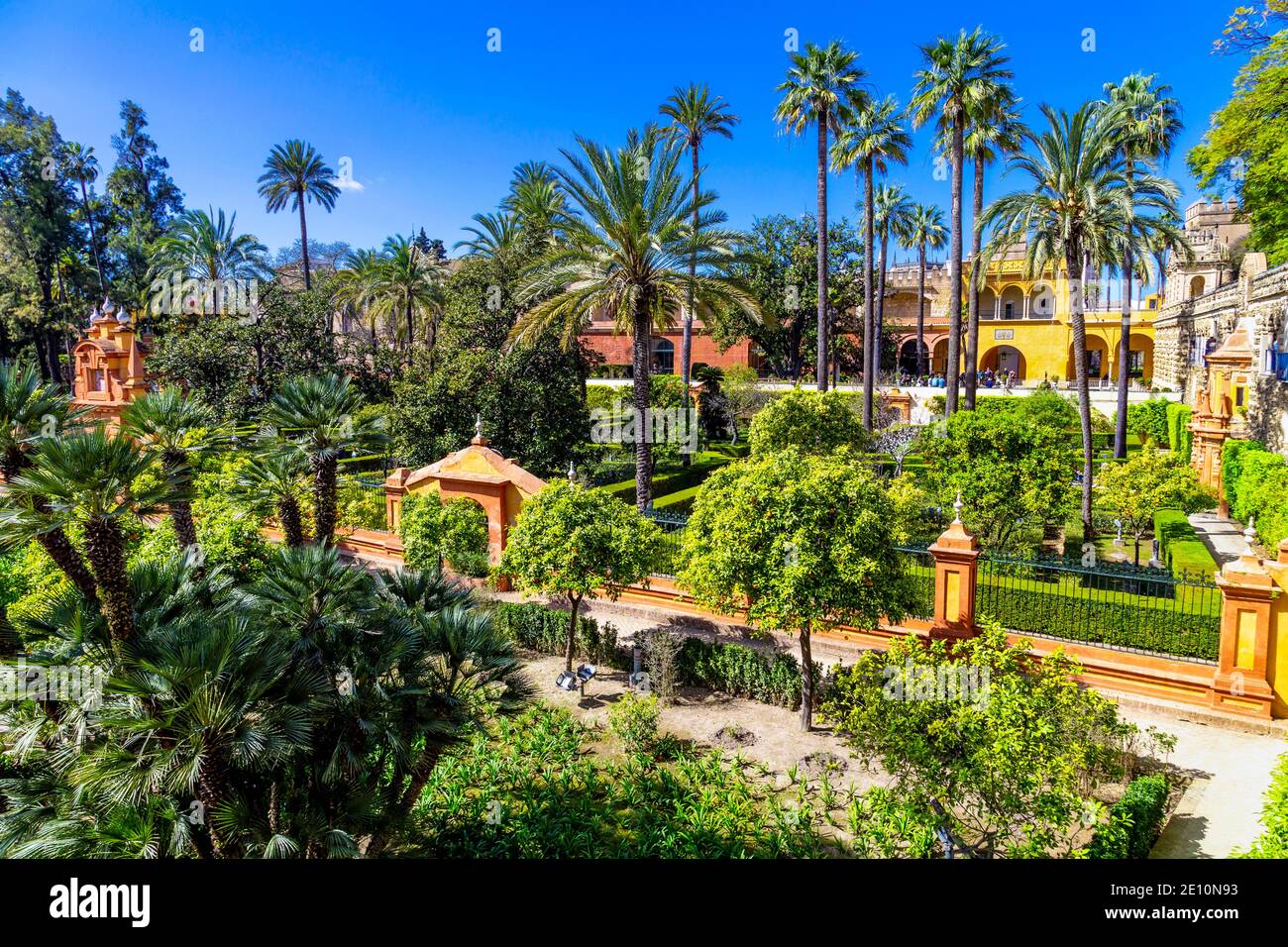 Gardens (Jardin de las Damas, Ladies' Garden) at the Royal Alcázar of Seville, Andalusia, Spain Stock Photo