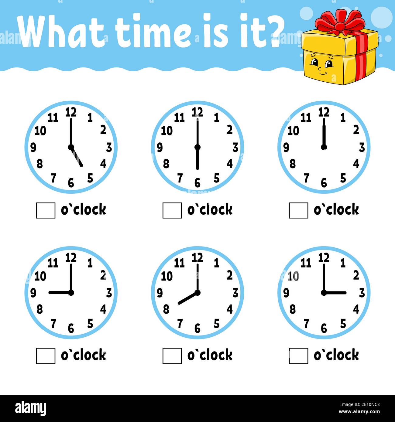 learning time on the clock educational activity worksheet for kids and toddlers game for children simple flat isolated vector illustration in cute stock vector image art alamy