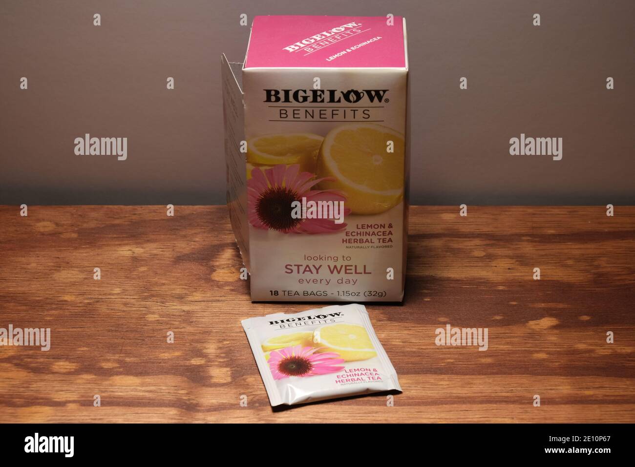 Bigelow Benefits Lemon Echinacea everyday stay well tea Stock Photo Alamy