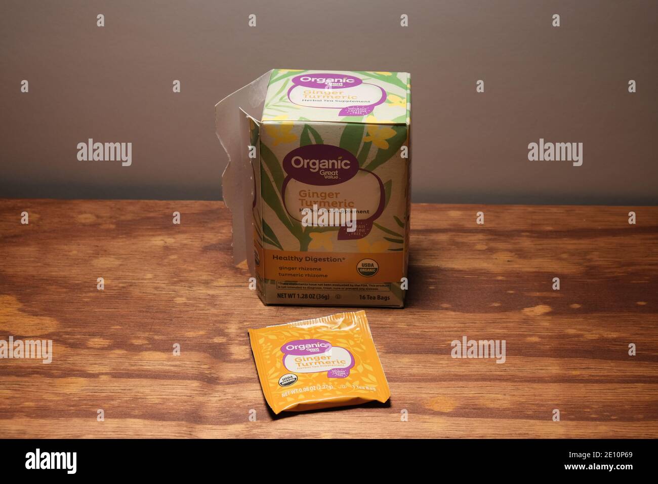 Walmart Great Value Organic Tea Ginger Turmeric Healthy Digestion Stock