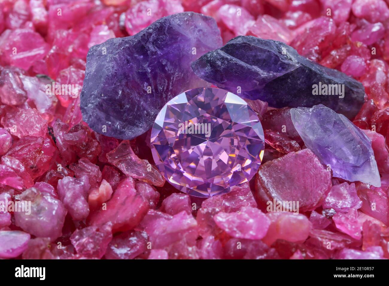 amethyst diamond put on raw Ruby Rough Gemstone Stock Photo - Alamy