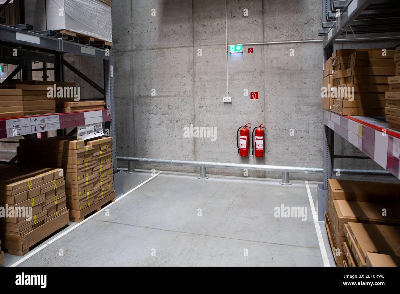 Fire extinguishers in the warehouse. Fire safety Stock Photo Alamy