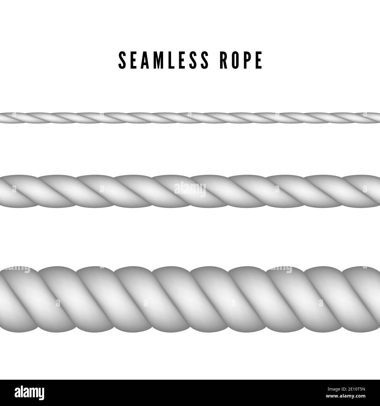 Realistic nautical twisted rope knots. Seamless rope. Vector illustration Stock Vector