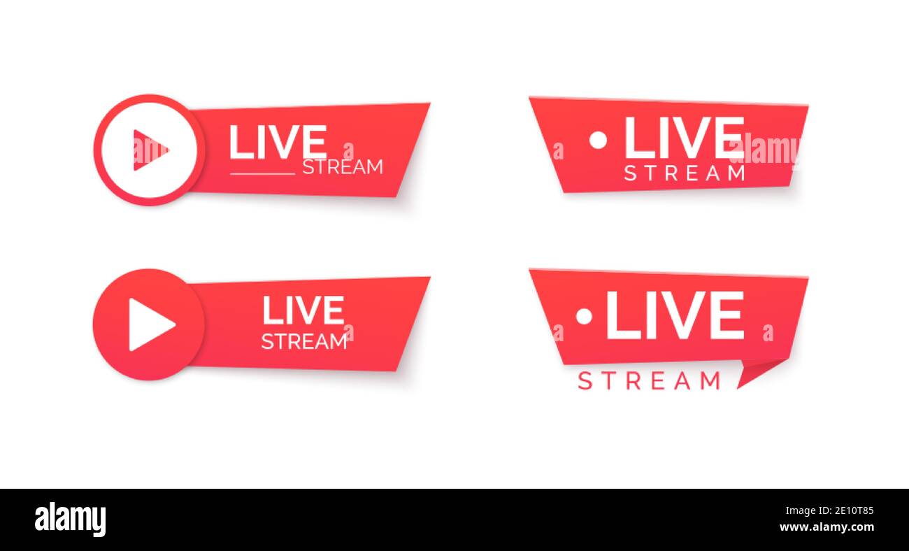 Set of live stream red icons. Online streaming Banner. Vector illustration Stock Vector