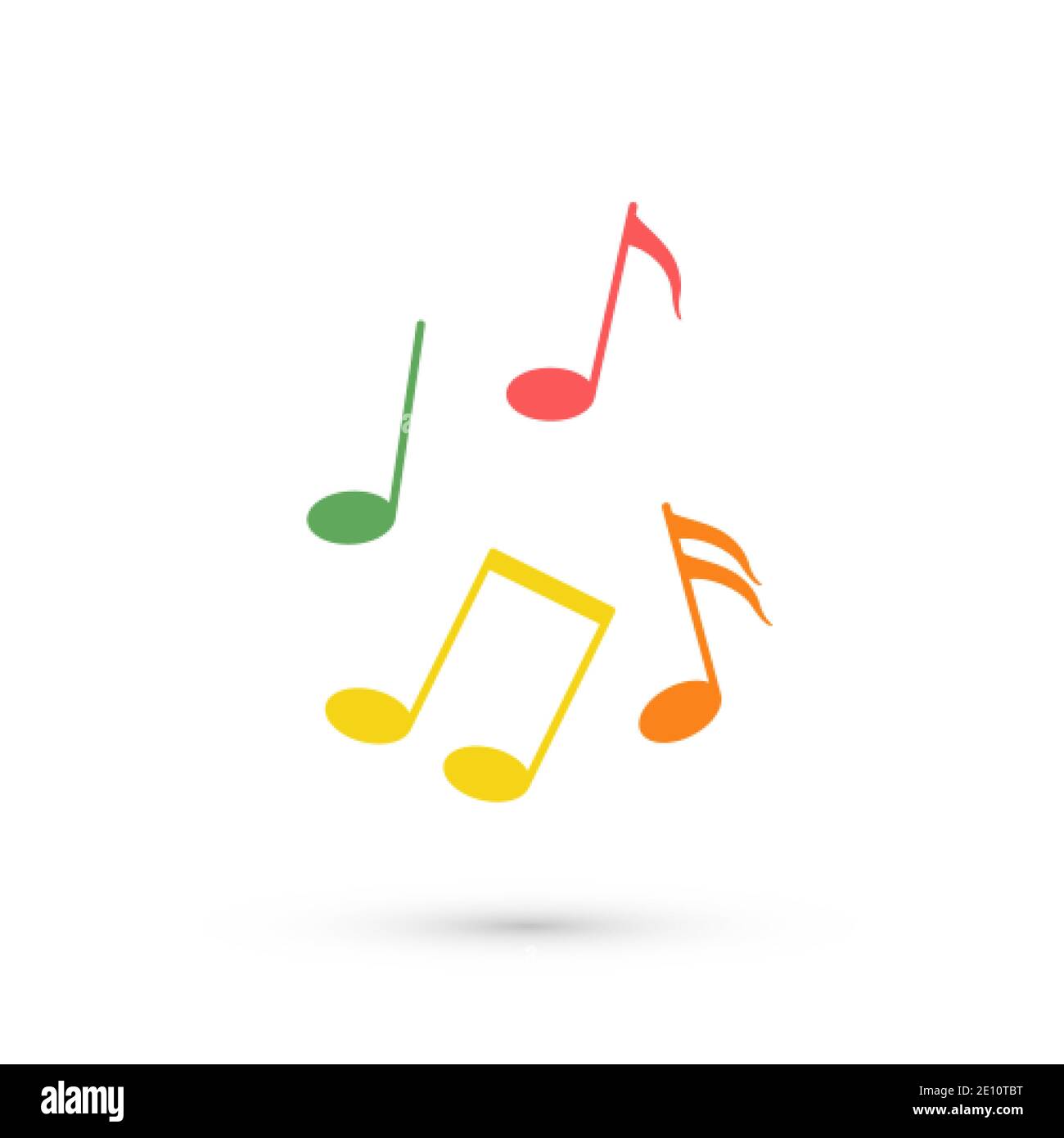 Abstract music background with color notes symbols. Color music note icons. Vector Stock Vector