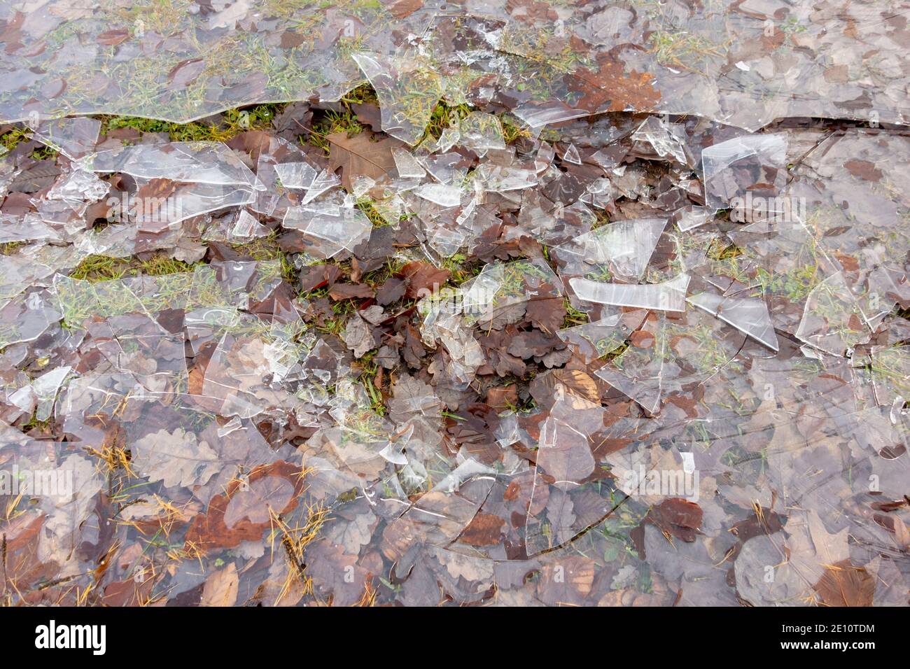 fragmented ice on natural ground seen from above Stock Photo