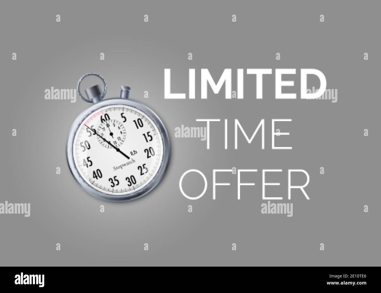 Stopwatch with special offer. Limited time offer banner. Big sale discount. Vector illustration Stock Vector