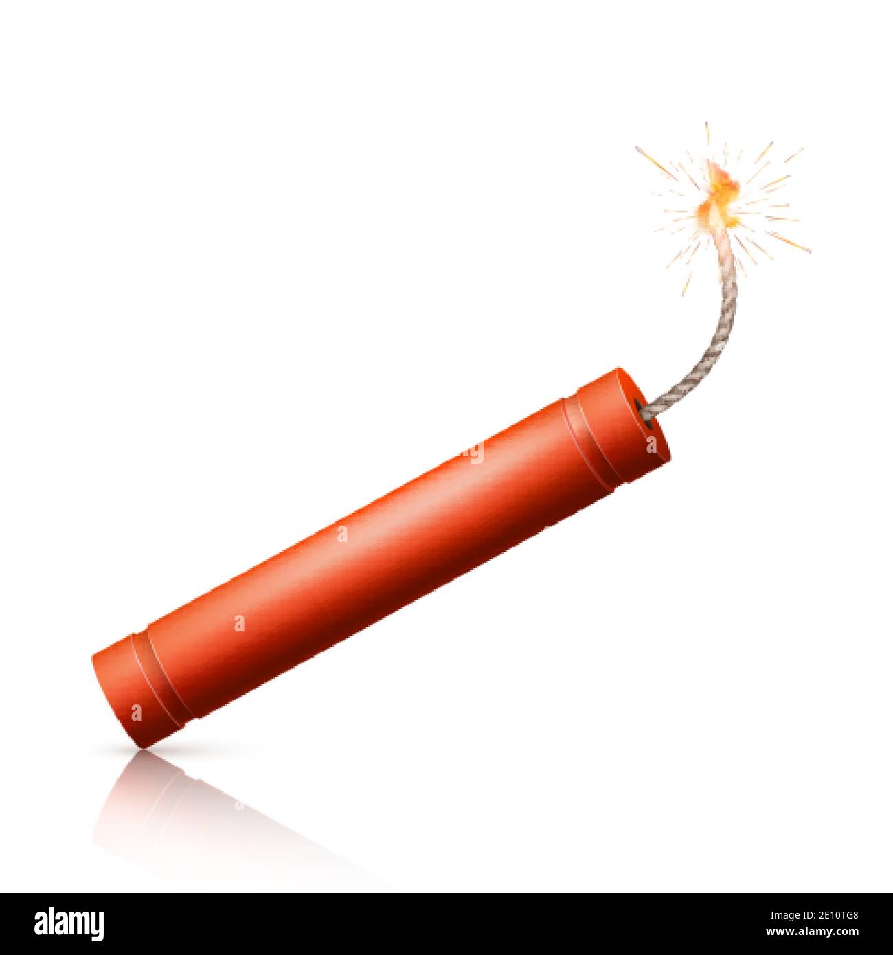 Dynamite Bomb with Burning Wick. Military Detonate Red Weapon. Vector illustration Stock Vector