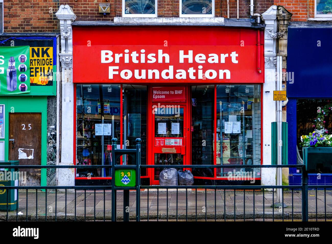 Epsom, London UK, January 03 2021, High Street Brach Of National Charity  The Britsh Heart Foundation Stock Photo - Alamy