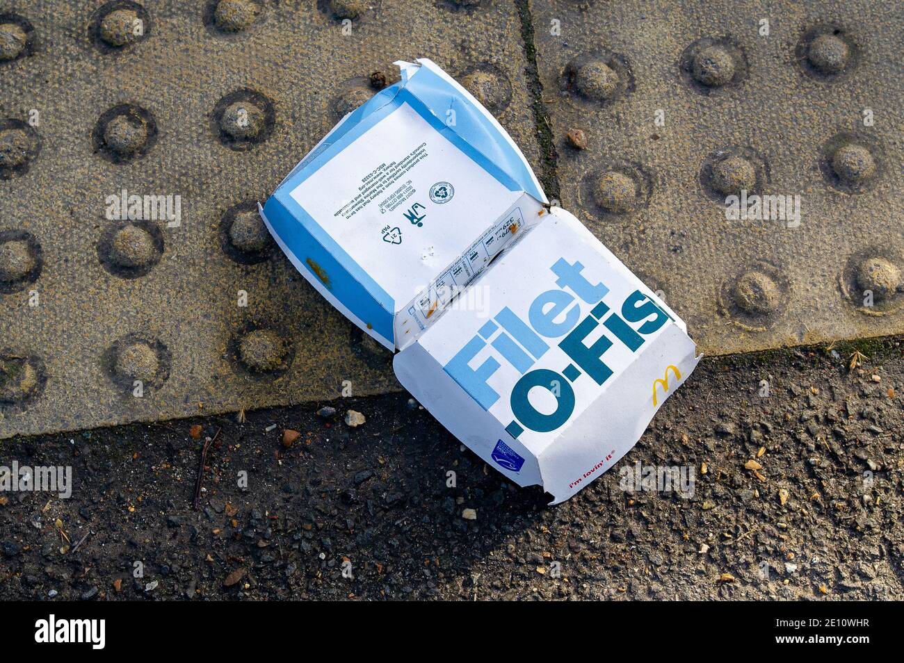 Slough, Berkshire, UK. 3rd January, 2021. Discarded McDonald's takeaway